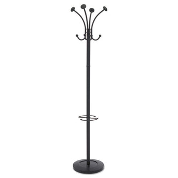 Alba™ Viena Coat Stand, Eight Knobs, Steel, 16w X 16d X 70.5h, Black freeshipping - TVN Wholesale